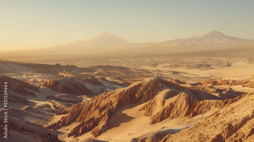 Sunlit Desert Landscape with Rugged Mountains Sunlit Desert Landscape with Rugged Mountains