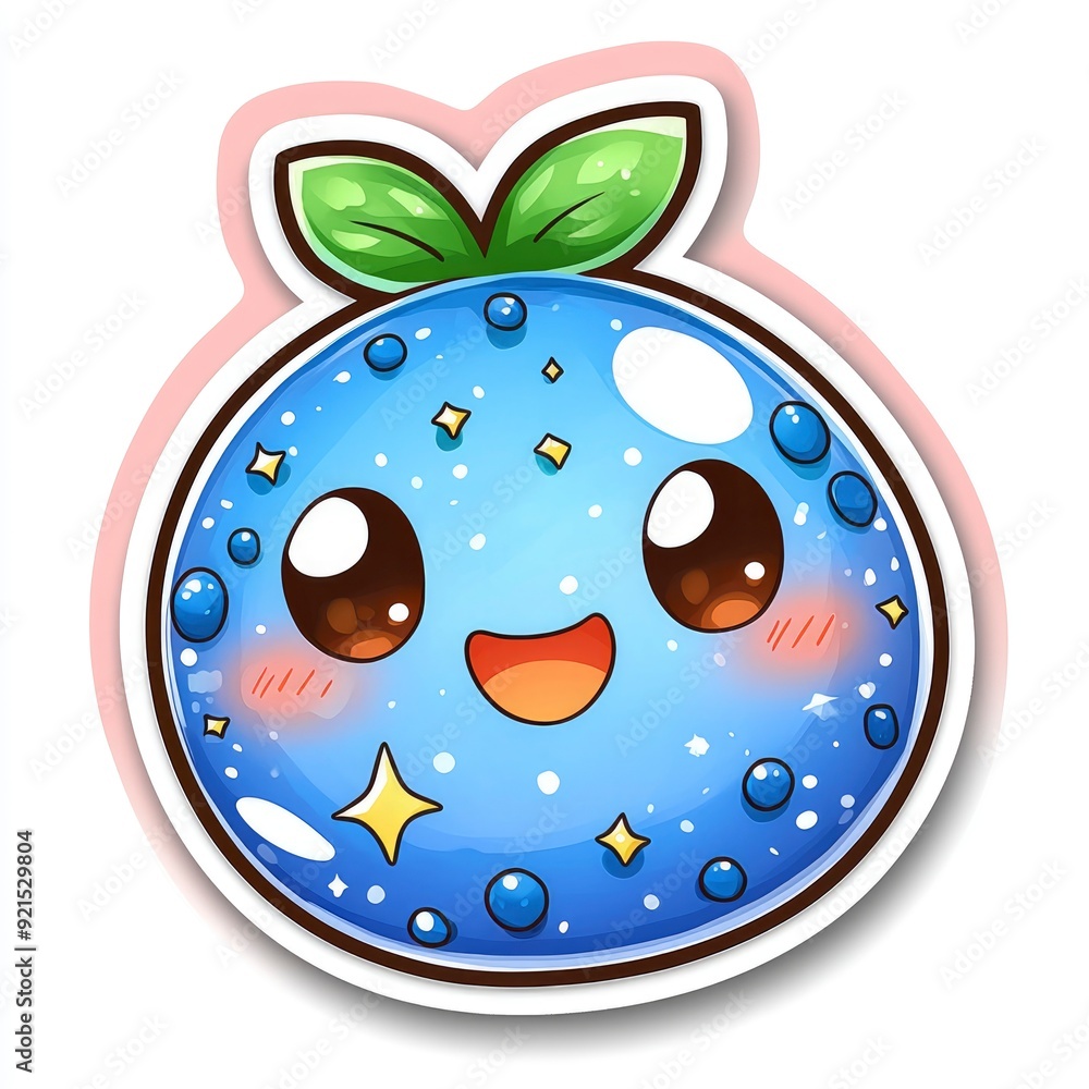 Cute Cartoon Blueberry Character with a Big Smile Cute Cartoon Blueberry Character with a Big Smile