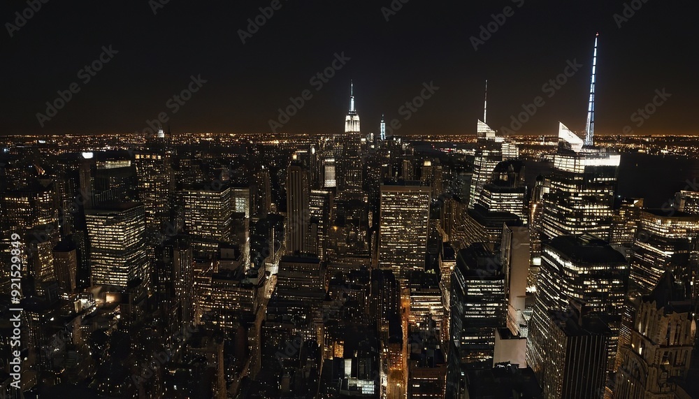 Fototapeta premium New york city skyline glowing under starry night 34