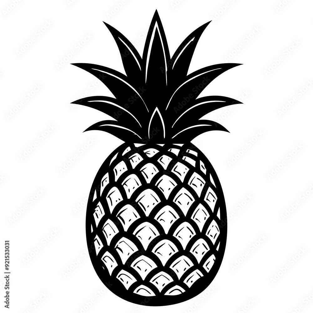 Pineapple isolated on white, pineapple vector illustration, food vector art, pineapple silhouette, fruit vector icon, pineapple cartoon line art, eps Pineapple isolated on white, pineapple vector illustration, food vector art, pineapple silhouette, fruit vector icon, pineapple cartoon line art, eps