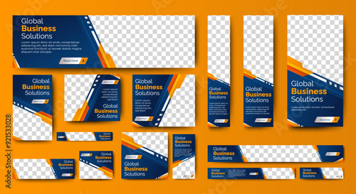 Business Banner Set for web display ads template. vector
