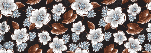 aloha summer fashion, tropical gradient flowers seamless pattern, artwork on hawaiian shirt fashion mockup, elegance hibiscus flora abstract, shirt mockup llustration