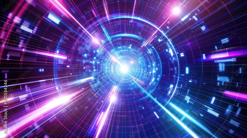 Abstract Digital Tunnel of Light and Color Abstract Digital Tunnel of Light and Color