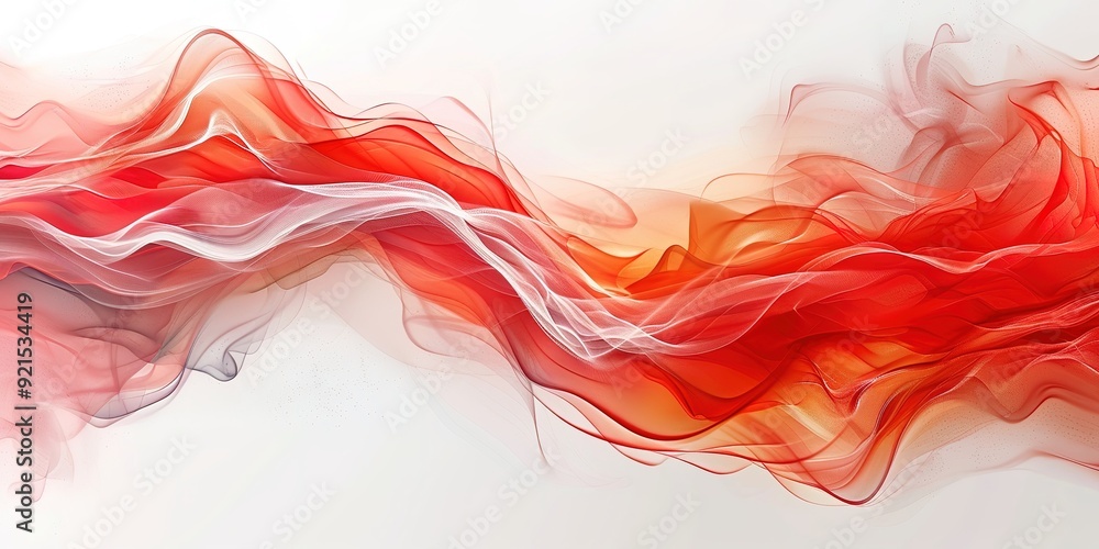 Fototapeta premium Abstract red and white wave pattern on white background.