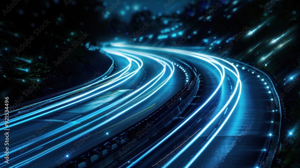 Night Road with Light Trails Night Road with Light Trails