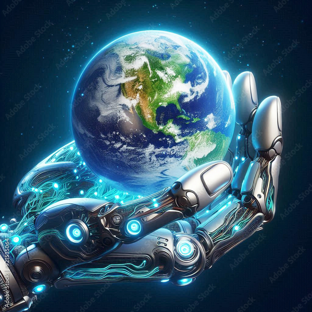 a robotic hand is gripping the earth a robotic hand is gripping the earth