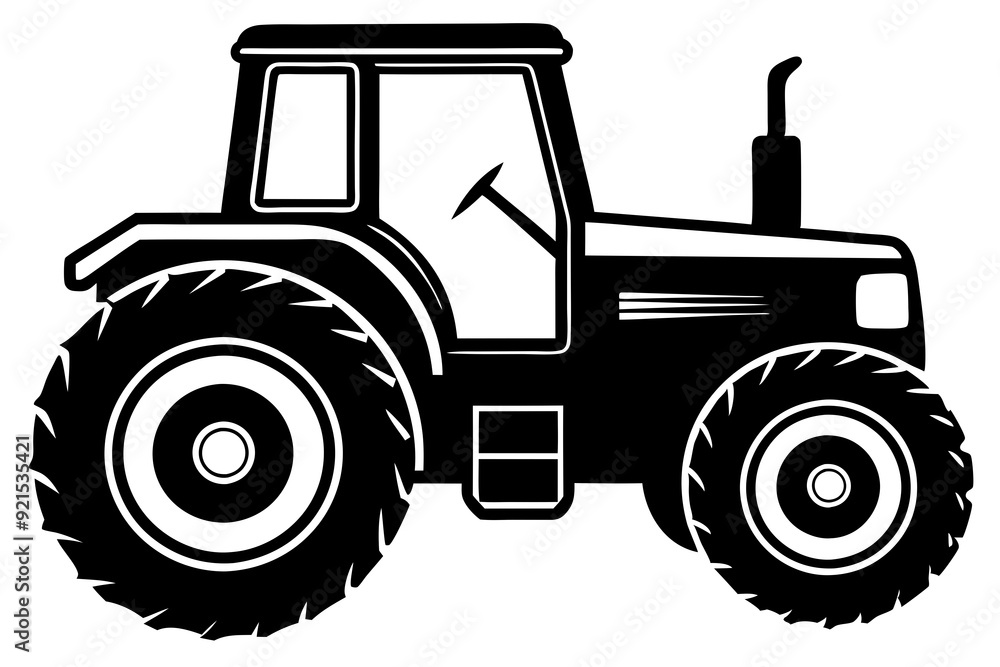 Obraz premium Tractor icon, tractor vector silhouette, truck, lorry, harvester, pickup, car symbol.