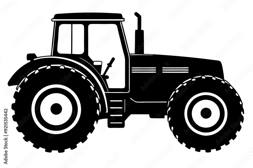 Tractor silhouette vector, old tractor vector silhouette illustration


