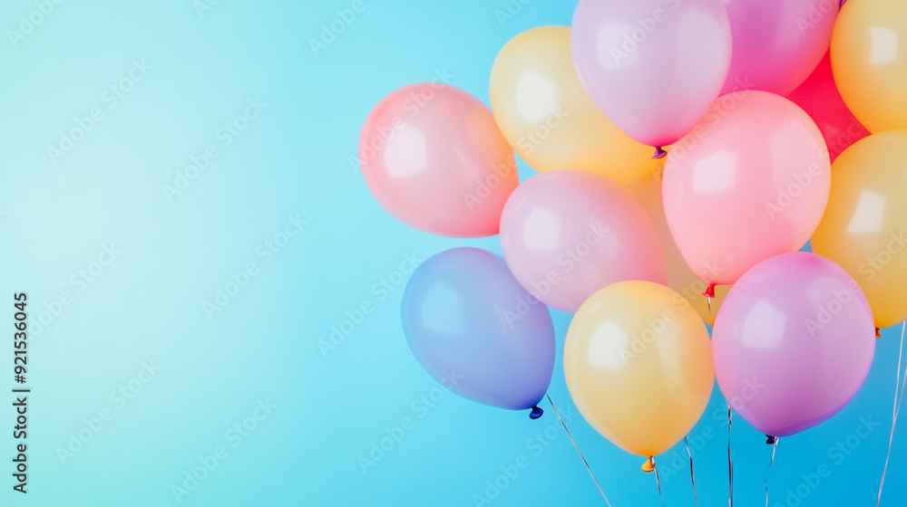 Bright Balloons Arranged on a Pastel Gradient Background, Radiating Joy and a Festive Spirit Bright Balloons Arranged on a Pastel Gradient Background, Radiating Joy and a Festive Spirit