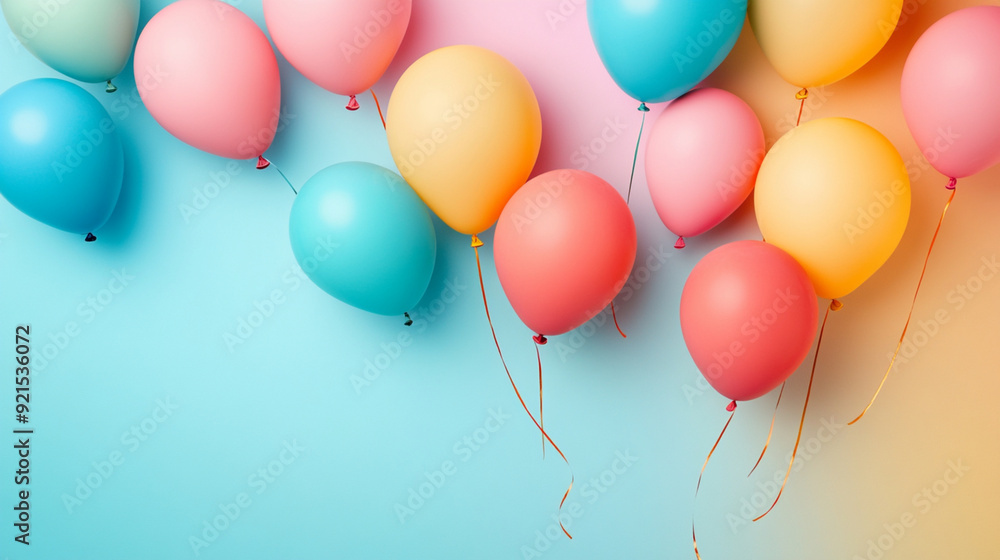 Bright Balloons Arranged on a Pastel Gradient Background, Radiating Joy and a Festive Spirit Bright Balloons Arranged on a Pastel Gradient Background, Radiating Joy and a Festive Spirit