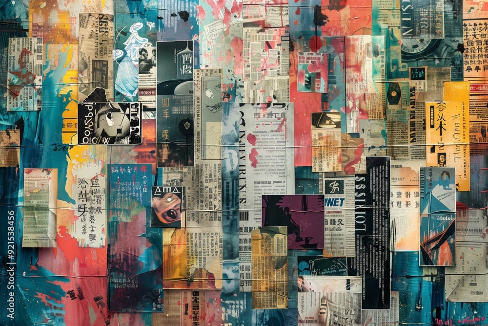 Grunge abstract background with old torn posters Grunge abstract background with old torn posters