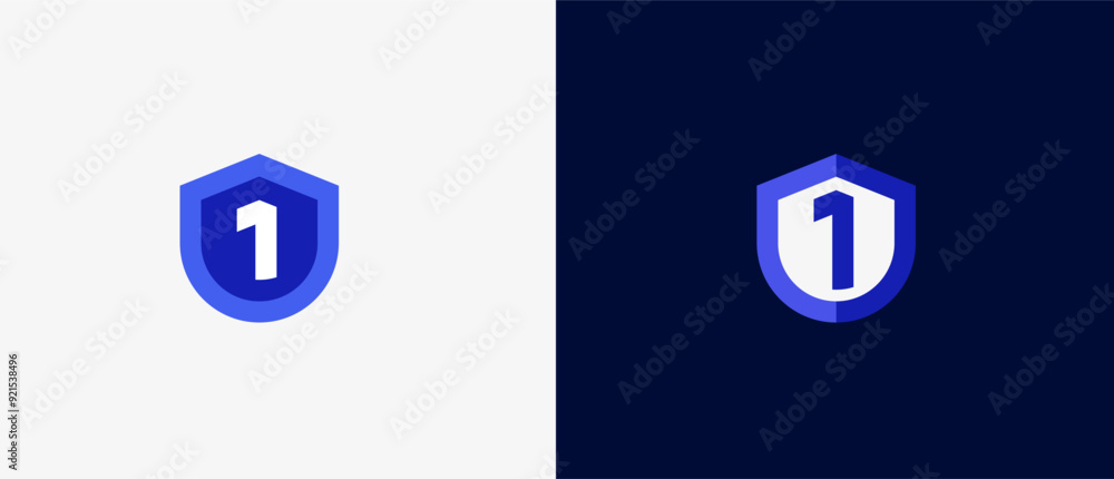 Logo number 1 and shield, tech, database, security, antivirus guard and defense. Modern and minimalisr iconic design. Editable file Logo number 1 and shield, tech, database, security, antivirus guard and defense. Modern and minimalisr iconic design. Editable file
