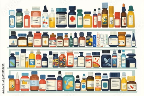 Realistic Pharmaceutical Array Featuring a Wide Selection of Medications and Supplements