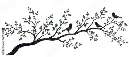 Silhouette of Birds on a Branch photo