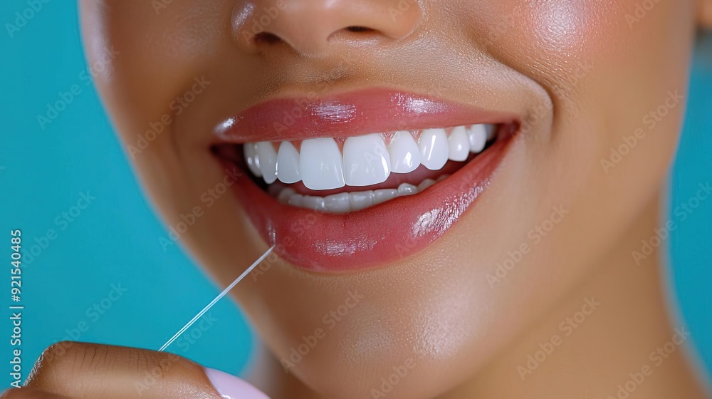 Fototapeta premium Woman receiving dental checkup with dentist using tools.
