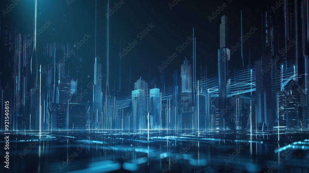 Futuristic Cityscape in Blue Hues Futuristic Cityscape in Blue Hues