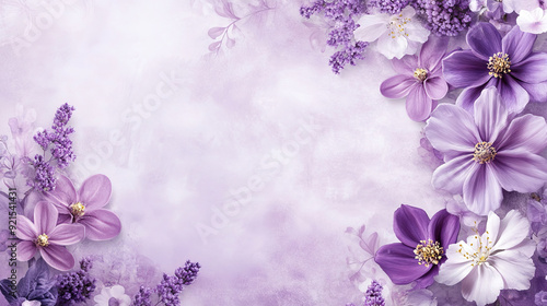 Happy Mother's Day. Women's Day. Happy Wedding. Greeting Card. Frame with roses and leaves on purple background. Floral frame for wedding invitation card. Copy space area for text