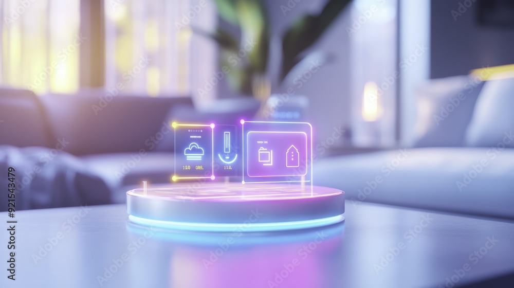 Smart Home Technology Interface with Neon Lights Smart Home Technology Interface with Neon Lights