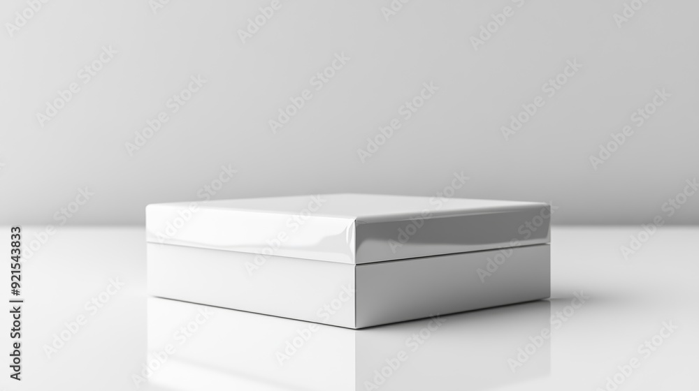 White Box Mockup on Reflective Surface White Box Mockup on Reflective Surface