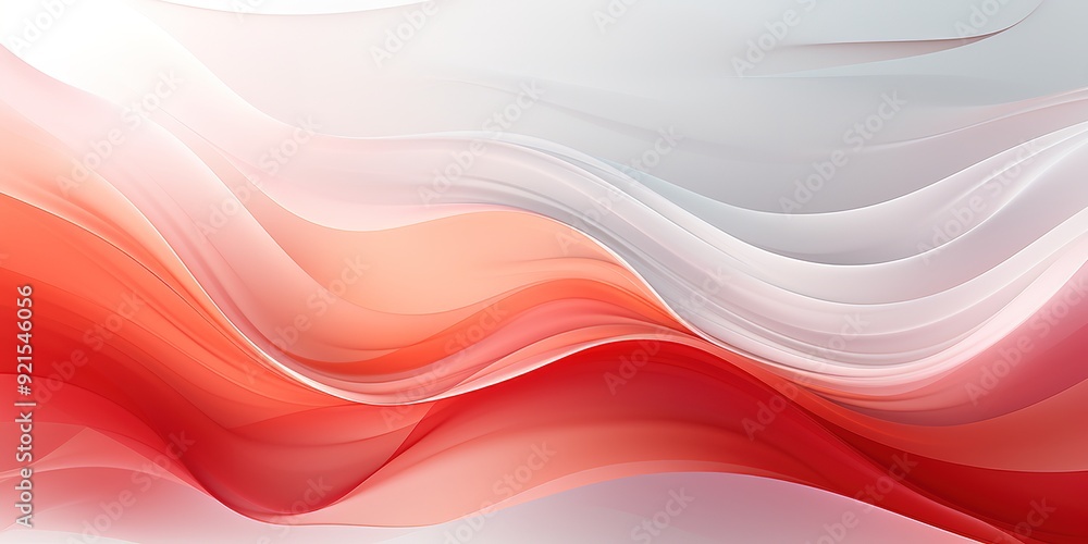 Fototapeta premium Abstract red and white wavy background design.