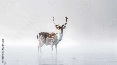 Graceful deer standing on a misty white background 32k, full ultra HD, high resolution photo