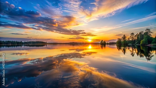 Tranquil sunset colors reflecting on a serene lake , nature, masterpiece, sunset, colors, reflection, lake, serene, peaceful, tranquil