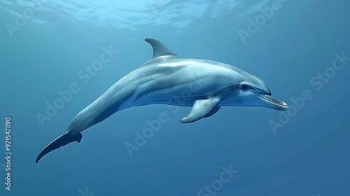 Graceful dolphin gliding on a clear blue background 32k, full ultra HD, high resolution