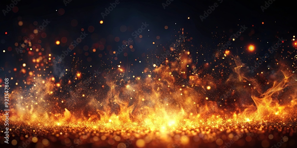 Fototapeta premium Abstract background with glowing fire particles and dark colors, abstract, background, glowing, fire, particles, dark, colors