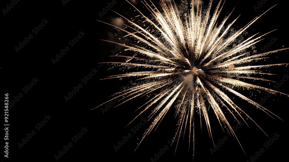 Fototapeta premium bright white and gold fireworks at new year with copy space comeliness