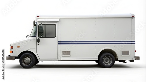 Isolated mail delivery truck on white background, Mail, delivery, truck, isolated, white background, transportation