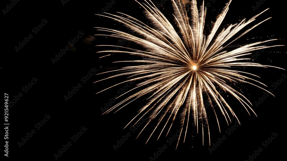 Fototapeta premium bright white and gold fireworks at new year with copy space comeliness
