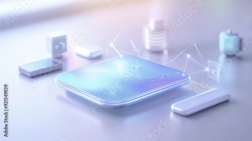 Futuristic Technology Concept with Smartphone and Glowing Lines