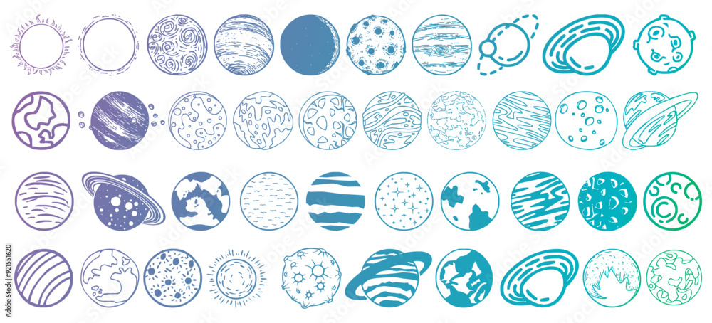 Meteor and space glyph collection Meteor and space glyph collection