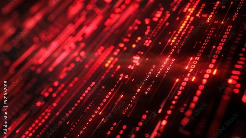 Fototapeta premium Red Binary Code Abstract Background