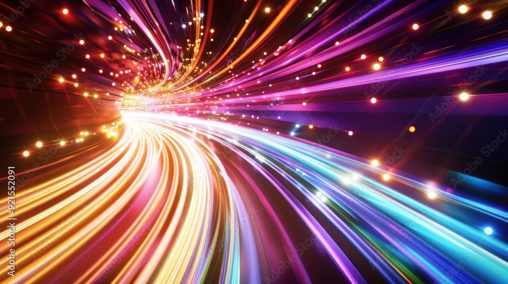 Obraz premium Abstract Lights Trails in Tunnel