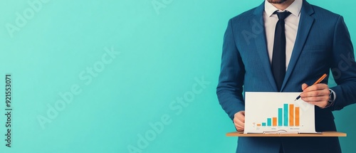 Economist preparing fiscal policy report, national economy, flat design illustration