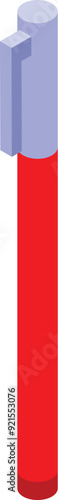 Red pen standing up with cap on, isometric view Free Download Red pen standing up with cap on, isometric view - GFXLoad