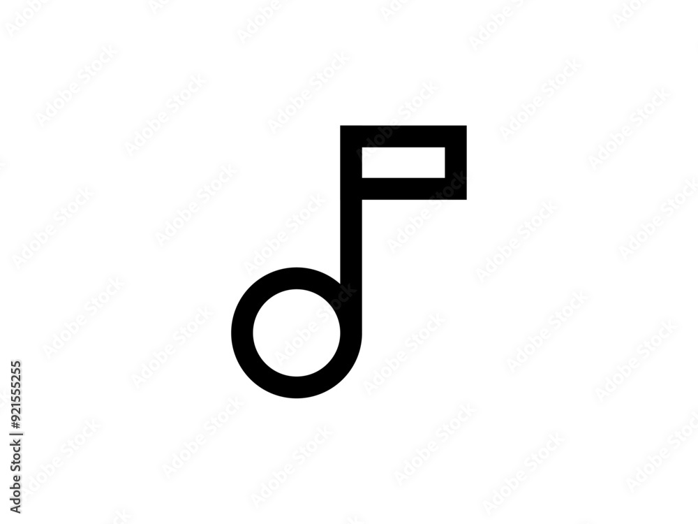 ポップな8分音符アイコン：黒線