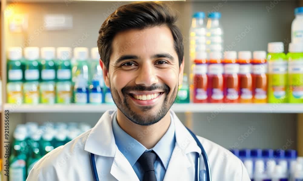 Friendly Pharmacist in a Well-Stocked Pharmacy Friendly Pharmacist in a Well-Stocked Pharmacy