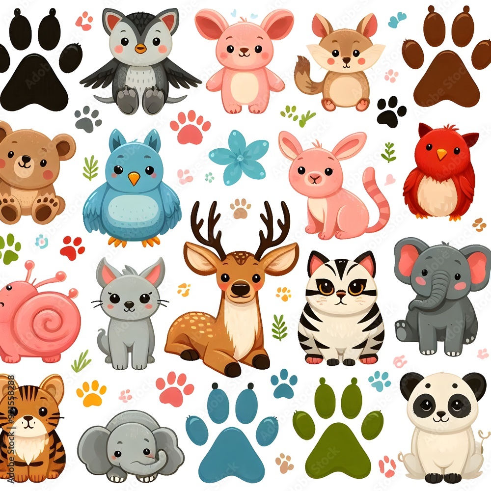 Obraz premium Adorable Cartoon Animal Illustrations for Children's Books and Products