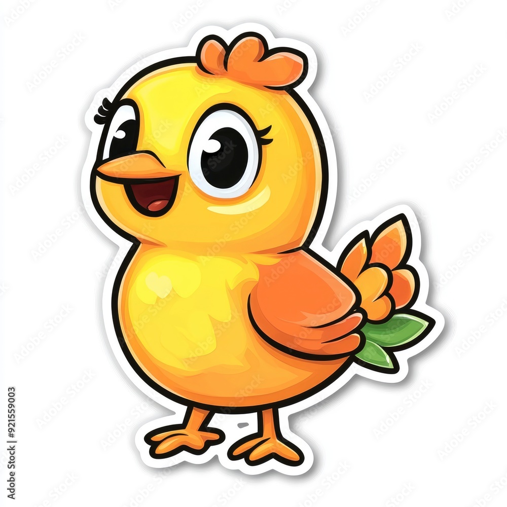 Cute Cartoon Yellow Chick with Big Eyes Cute Cartoon Yellow Chick with Big Eyes