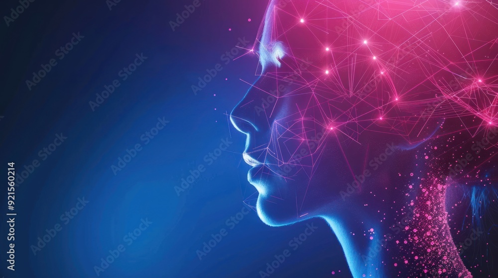 Digital Portrait of a Woman with Connecting Lines