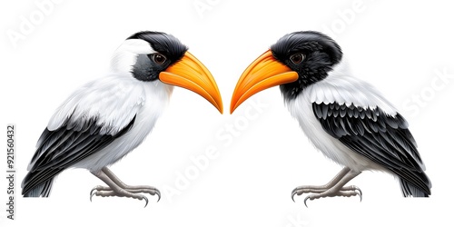 Symmetrical design of mirrored hornbill head silhouettes. minimalist hornbill,