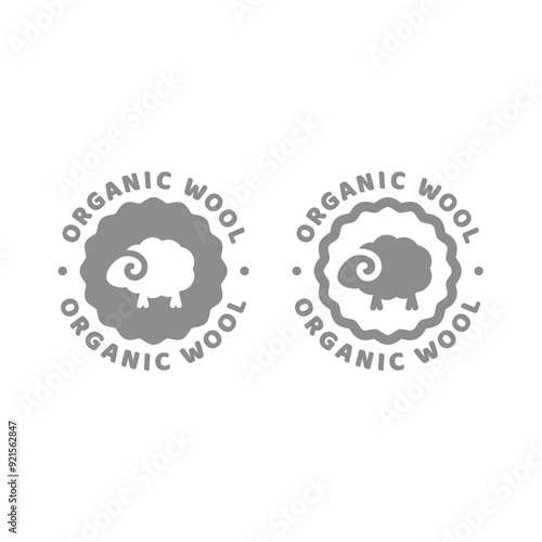Organic wool vector label. Sheep natural wool icon.