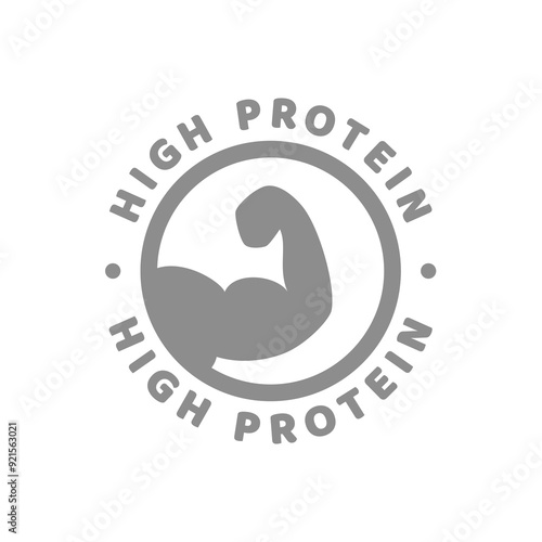 High protein vector label. Nutrition healthy eating badge.