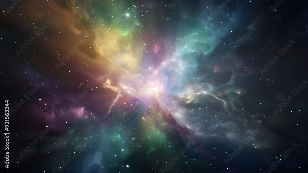 Fototapeta premium A mesmerizing supernova explosion illuminating the vast cosmos with vibrant colors.