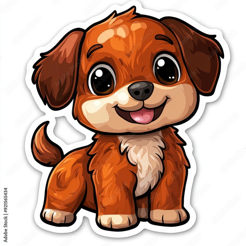 Obraz premium Adorable Cartoon Dog with Big Eyes and a Happy Smile