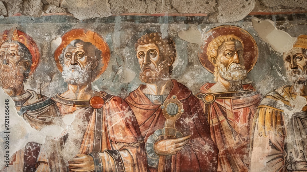 Ancient saints in a timeless fresco style Ancient saints in a timeless fresco style