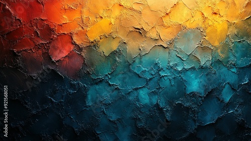 Abstract Textured Background with Red, Orange, Yellow, and Blue Paint