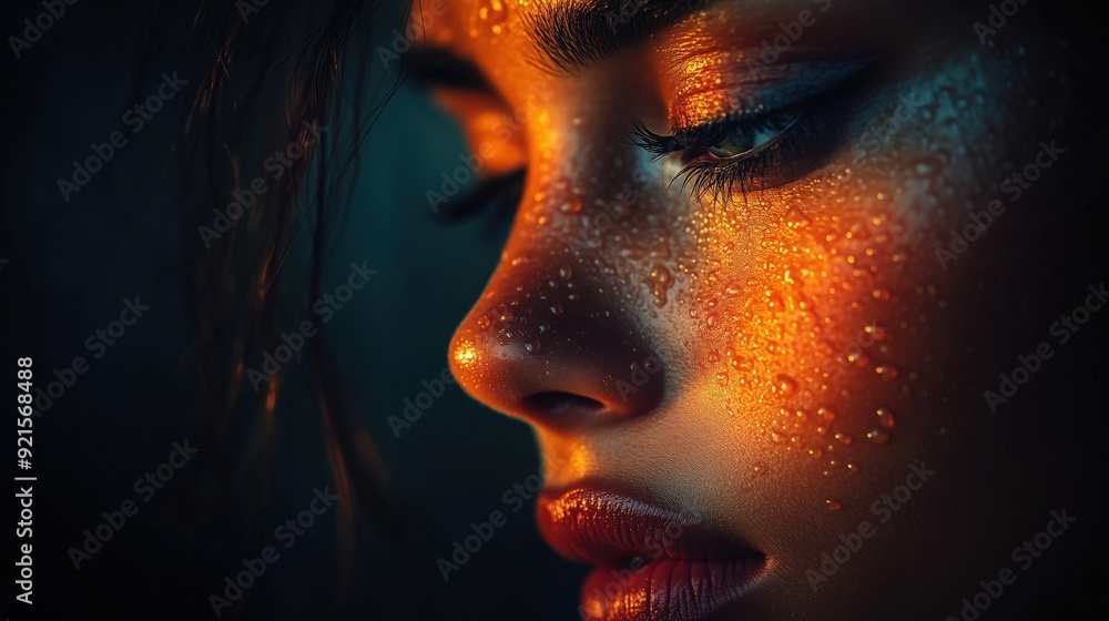 A close-up of a tear falling down a cheek, symbolizing the emotional pain and psychological impact that can be just as intense as physical pain, Copy space for text, No logo, No Trademark, No text A close-up of a tear falling down a cheek, symbolizing the emotional pain and psychological impact that can be just as intense as physical pain, Copy space for text, No logo, No Trademark, No text